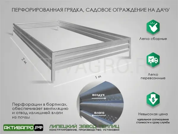 Комплект из 2 грядок для теплицы,длина 10 м Комплект из 2 грядок для теплицы,длина 10 м